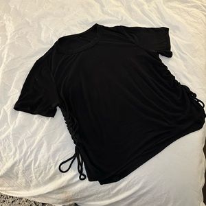Lululemon black tee with scrunch ties on sides